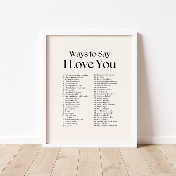 I Love You Print, Ways to Say I Love You Print, Retro Wall Decor, Typographic Poster, Dorm Aesthetic Print, Affirmations Print, Download
