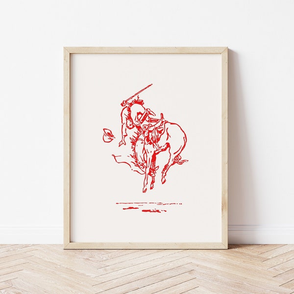 Cowboy Horseback Rider Print, Western Art Print, Country Wall Art, Cowboy Wall Art, Howdy Art, Yeehaw, Digital Download, Printable Wall Art