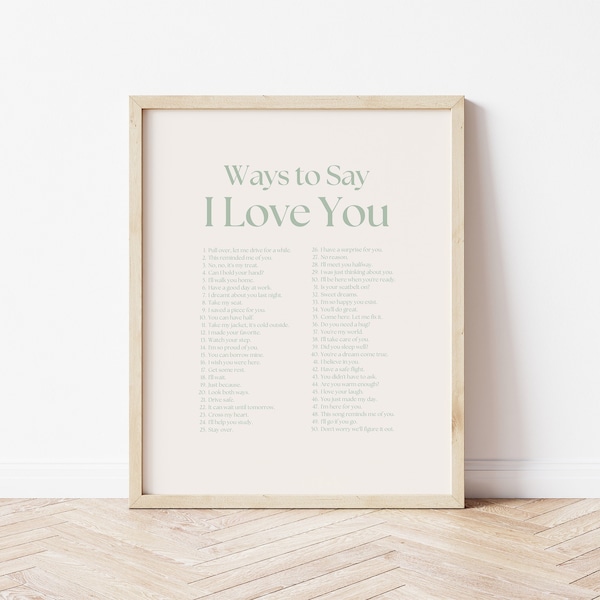 I Love You Print, Ways to Say I Love You Print, Retro Wall Decor, Typographic Poster, I Love You Poster, Affirmations Print,Digital Download