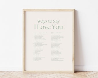 I Love You Print, Ways to Say I Love You Print, Retro Wall Decor, Typographic Poster, I Love You Poster, Affirmations Print,Digital Download