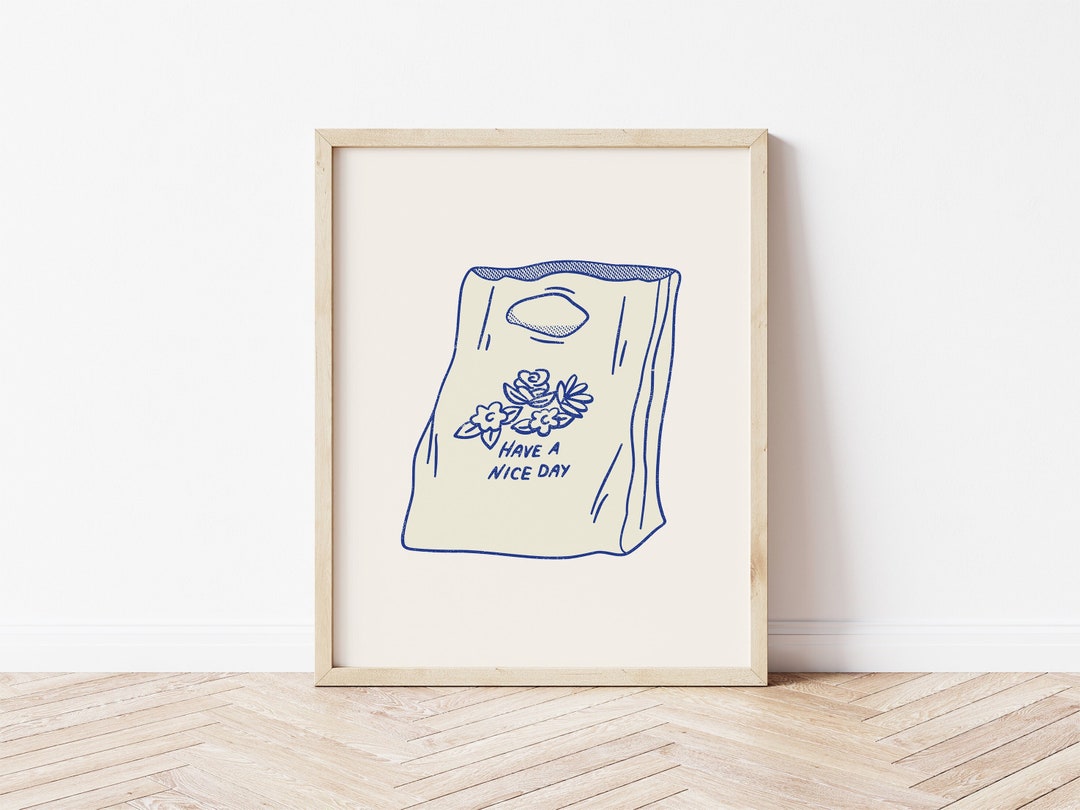 Have a Nice Day Shopping Bag Wall Print, Thanks for Coming Print, Retro