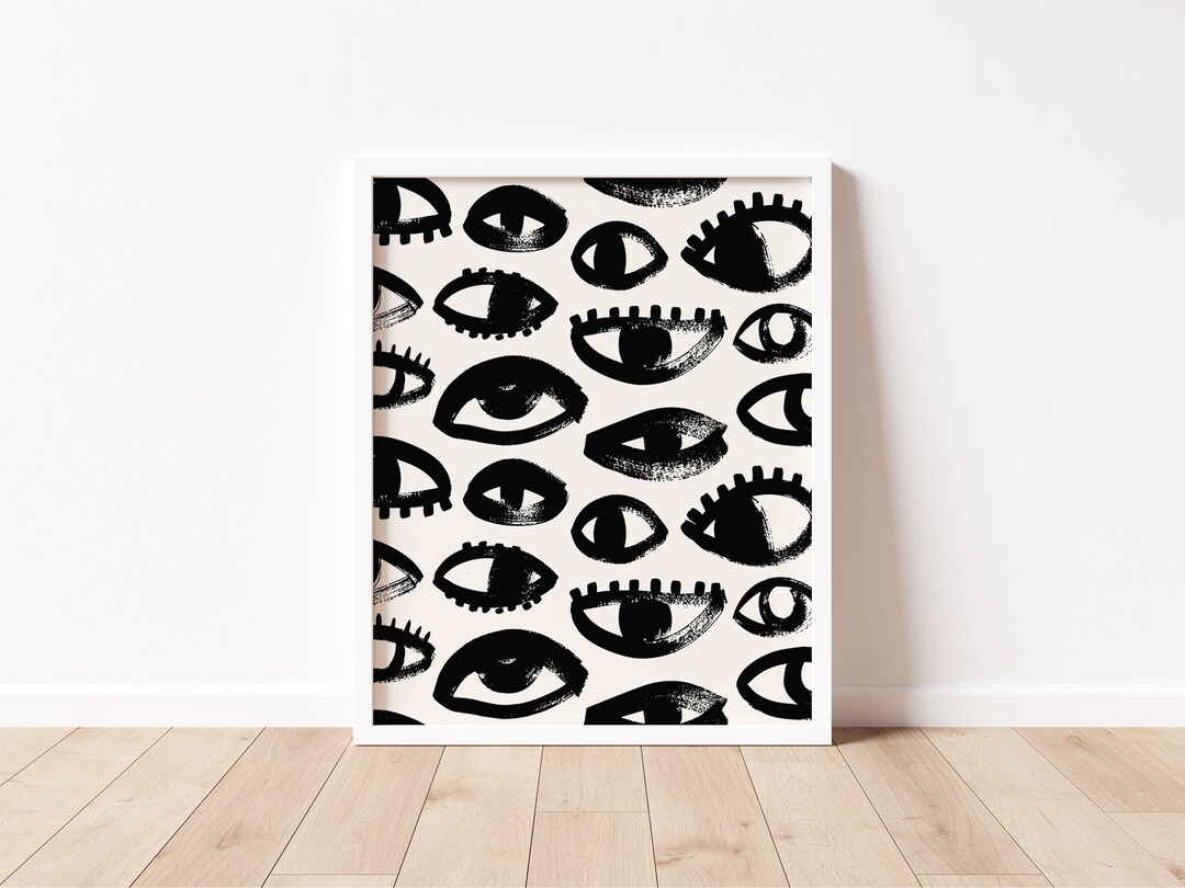 Eyes Print, Eyes Poster, Black and White Girly Print, Quirky Print ...
