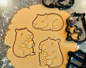 Capybara Ausstecher Set Wasserschwein Capybaraparty Bubbletea Herz Traum Kindergeburtstag Keksausstecher Cookie Cutter Fondantausstecher