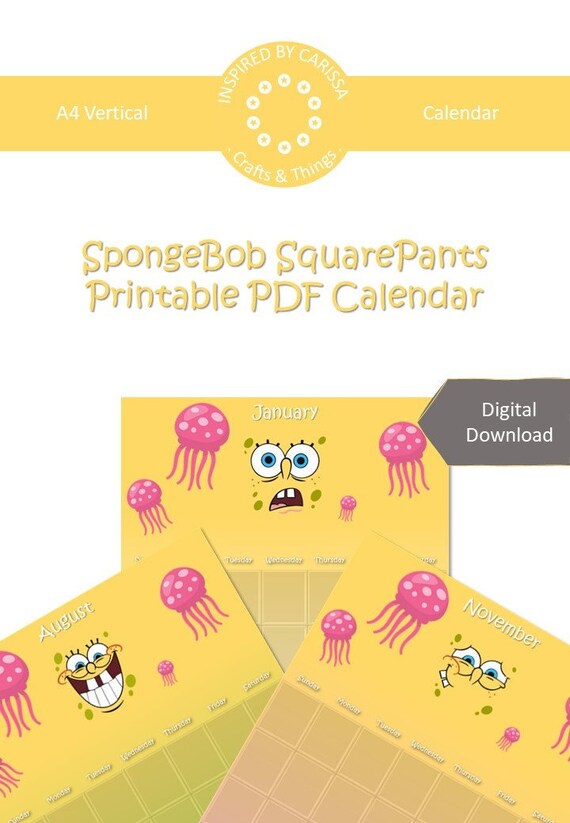 Spongebob Squarepants Calendar Etsy