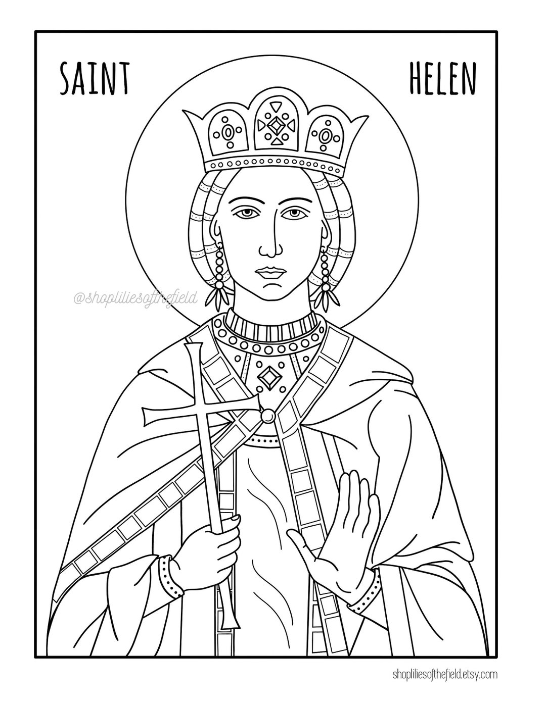 St. Helen Icon Coloring Page Etsy