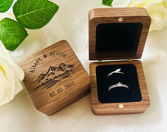 Wood Proposal Ring Box,Personalized Wedding Ring Box For Ceremony, Engraved Wooden Engagement Ring Box,Custom Ring Bearer Box