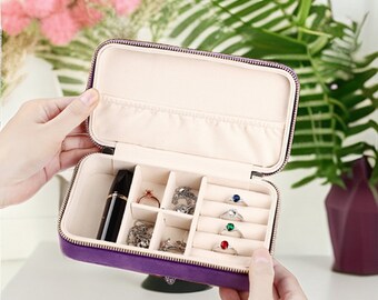 Velvet Jewelry Box, Travel Jewelry Storage, Jewelry Case,Gift For Her,Jewelry Organizer,Bridesmaid Gift