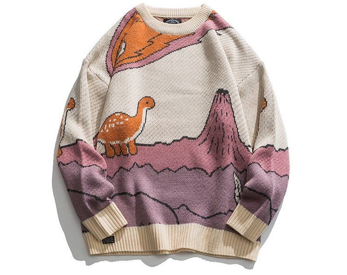 Dinosaur Sweater Cute Dinosaur Knitted Sweater Vintage - Etsy