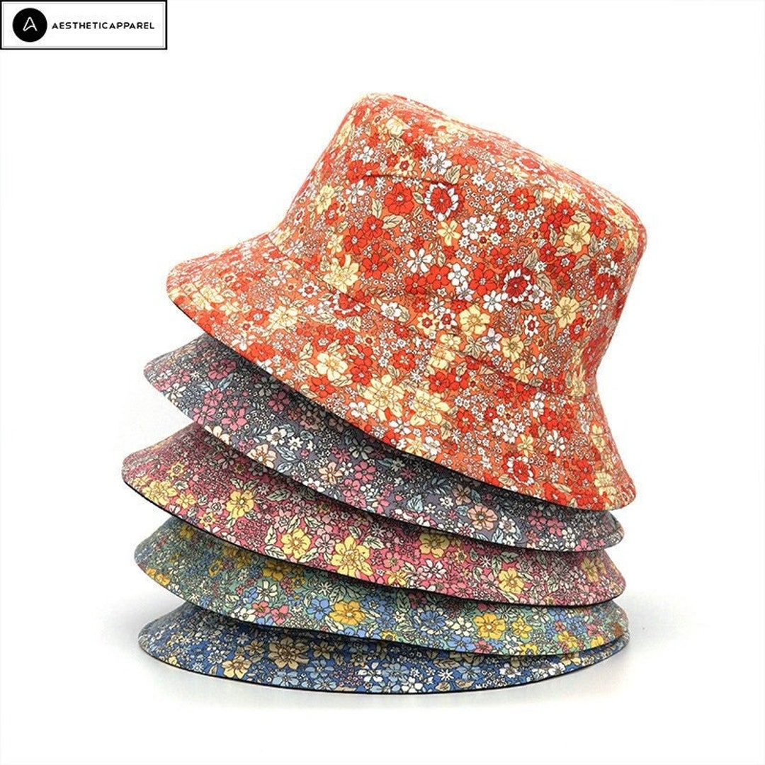 Flower Bucket Hat Floral Bucket Hat Flower Print Panama Hat Etsy