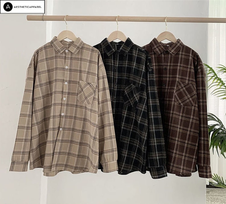 Flannel Shirt Plaid Shirt Dark Academia Clothing Vintage - Etsy