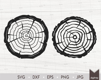 Wood Slices, Tree Trunk Stump Twinni Laser Cut Template: Nature Scene (SVG, DXF, Clipart)