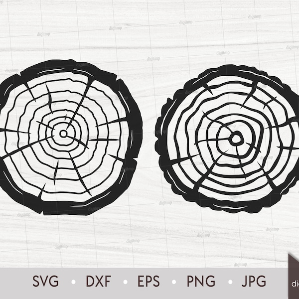 Wood Slices. Tree Trunk Stump Twinni. Wood Log Slices. Laser Cut Template. SVG DXF Silhouette files. Clipart Digital File