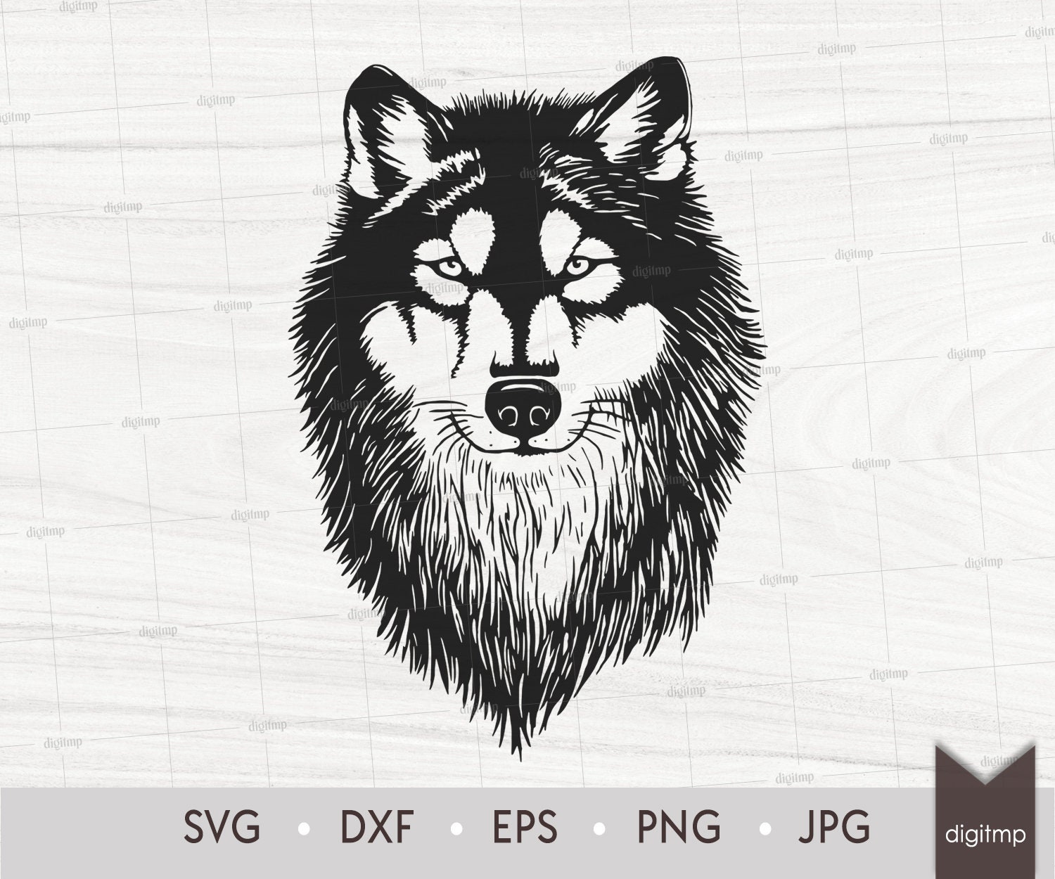 Wildlife Wolf. Head of Wild Wolf. Laser Engrave Template. Etsy