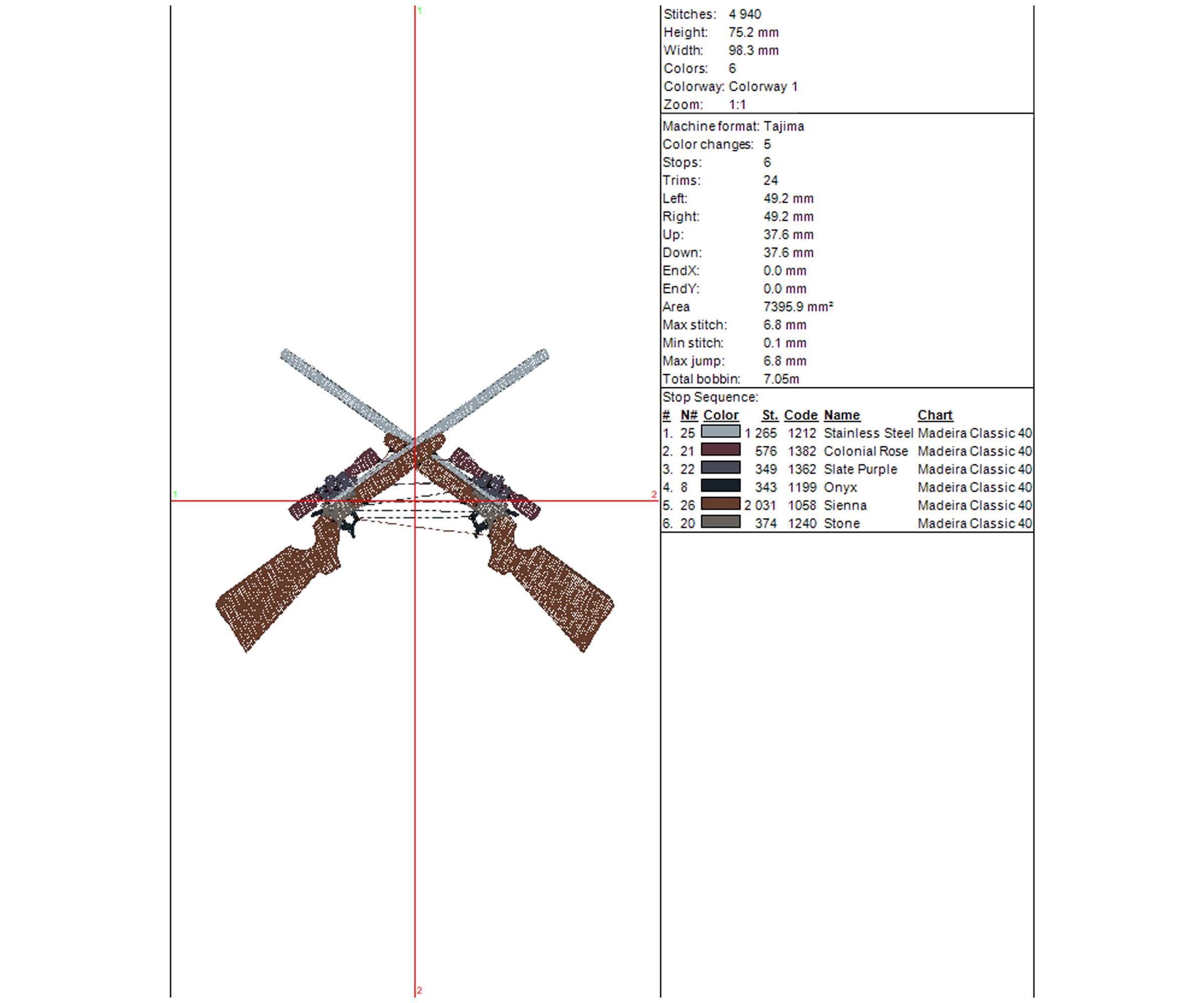 Embroidery Rifles Crossed Hunting Rifles With Optical Sight Embroidery Design: Military ...