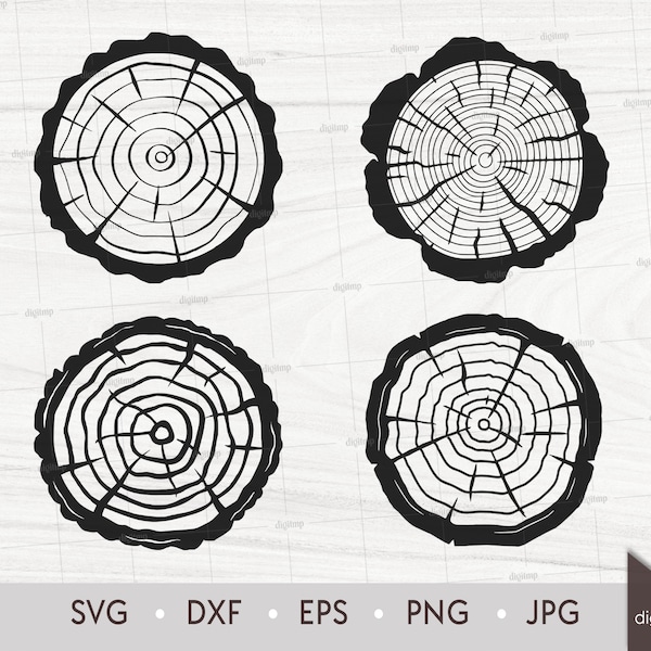 Wood Slices Set. Tree Trunk Stump Thirty. Wood Log Slices. Laser Cut Template. SVG DXF Silhouette files. Clipart Digital File