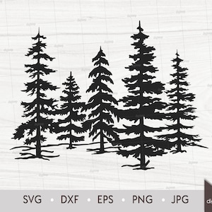 Scena di pini e abeti della foresta. Modello tagliato al laser. Scena della natura. File SVG. Silhouette digitale. Download immediato del file digitale