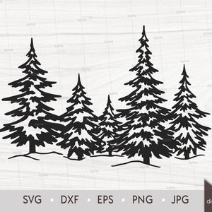Scena di abeti della foresta. Modello tagliato al laser. Scena della natura. File SVG. Silhouette digitale. Download immediato del file digitale