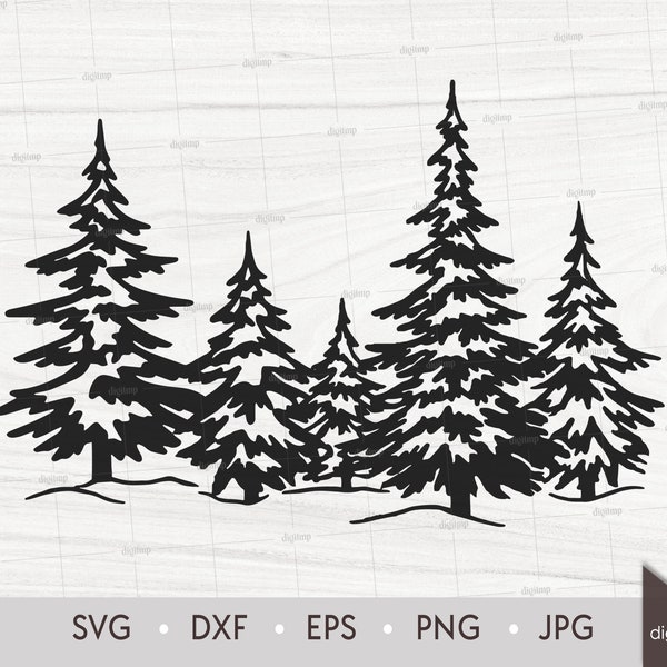 Wald Tannenbäume Szene. Lasergeschnittene Schablone. Naturszene. SVG-Dateien. Digitale Silhouette. Sofort Download digitale Datei