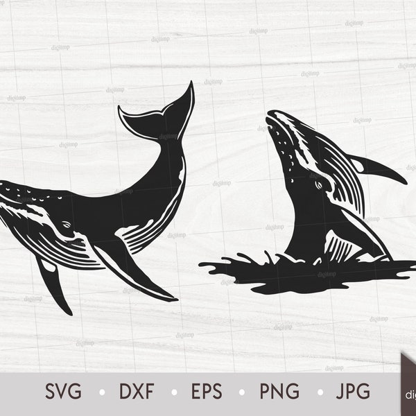 Humpback Whale Jumping in Sea Scene. Laser Cut Template. Wildlife Scene. SVG files. Digital Clipart. Instant Download Digital File