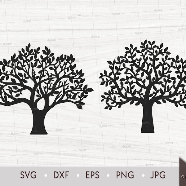 Oak Trees. Tree Wall Hanging. Tree Poster. Laser Cut Template. Tree of Life Trees. SVG DXF Silhouette files. Clipart Digital File
