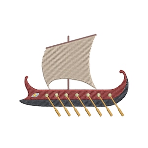 Ancient Greek Trireme Ship Boat Embroidery Design: History Scene Machine Files