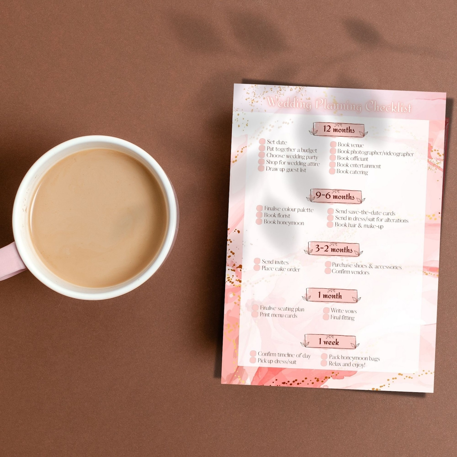 Free Printable Wedding Cheklist