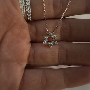 Magen David (star of David) Necklace - 14K Solid Gold Set With a to Lab