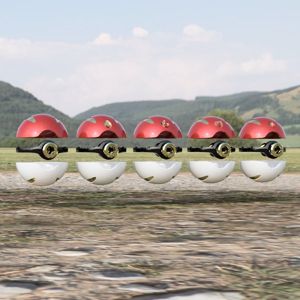 Real life Pokeball with Set of 5 with Water, Grass, Fire, Electric Emblem and plain STL files *DIGITAL ITEM*