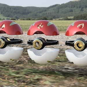 Real life Pokeball with Set of 3 with Water, Grass, Fire Emblem STL files *DIGITAL ITEM*