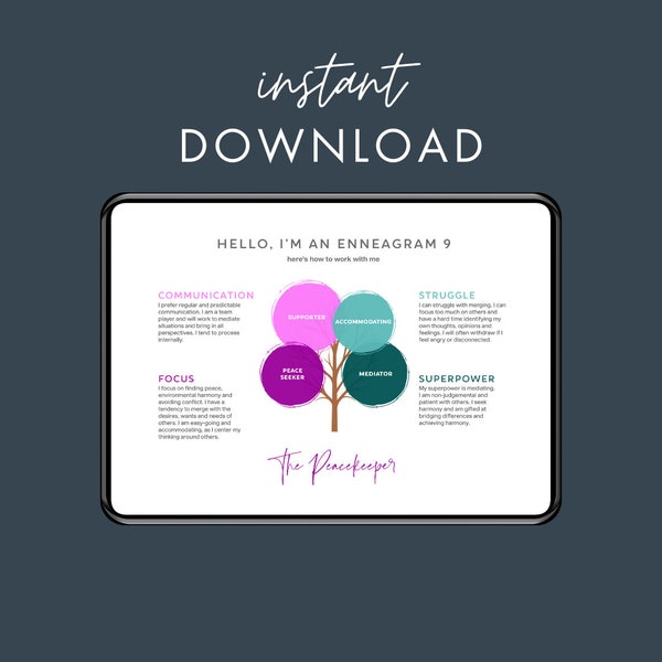 Enneagram 9 At Work/Personality Type Graphic/Digital Download