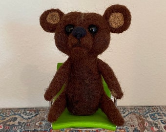 Miniature Needle Felted Brown Bear Blythe Friend