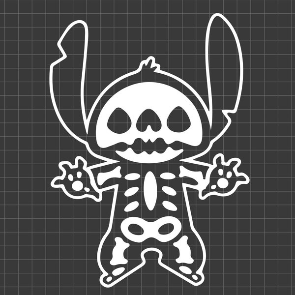 Stitch Skeleton Svg, Halloween Skeleton Costume Svg, Trick Or Treat Svg, Spooky Vibes Svg, Boo Svg, Svg, Png Files For Cricut Sublimation