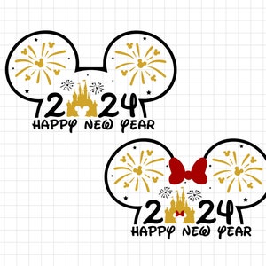 Bonne année 2024 SVG, Nouvel An SVG, Magic Castle Nouvel An SVG, Vacances en famille, Voyage du Nouvel An SVG, Souris Nouvel An SVG Png Fichiers Cricut