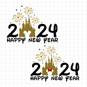 Bonne année 2024 SVG, Nouvel An SVG, Magic Castle Nouvel An SVG, Vacances en famille, Voyage du Nouvel An SVG, Souris Nouvel An SVG Png Fichiers Cricut