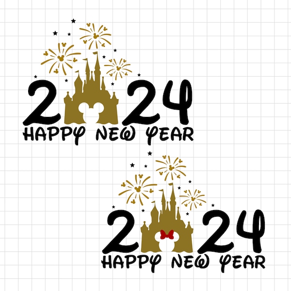 Happy New Year 2024 Svg, New Year Svg, Magic Castle New Year Svg, Family Vacation, New Year Trip Svg, Mouse New Year Svg Png Files Cricut