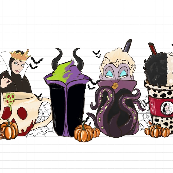 Villain Halloween Coffee Png, Mouse Halloween Coffee, Magical Kingdom Png, Magic Castle Halloween, Halloween Coffee Png, Cricut Sublimation