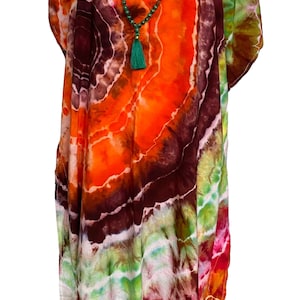 Boho Tie Dye Dress, Caftan Dress, One Size, Festival Tie Dye Dress, Tie Dye Maxi Dress, Lounge Dress