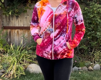 Tie Dye dunne katoenen hoodie met rits