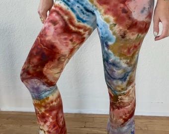 Tie dye cotton boot cut leggings