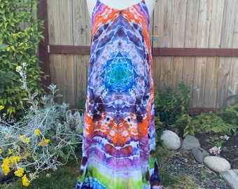 Tie Dye Maxi Dress Mandala Pattern Summer Lightweight