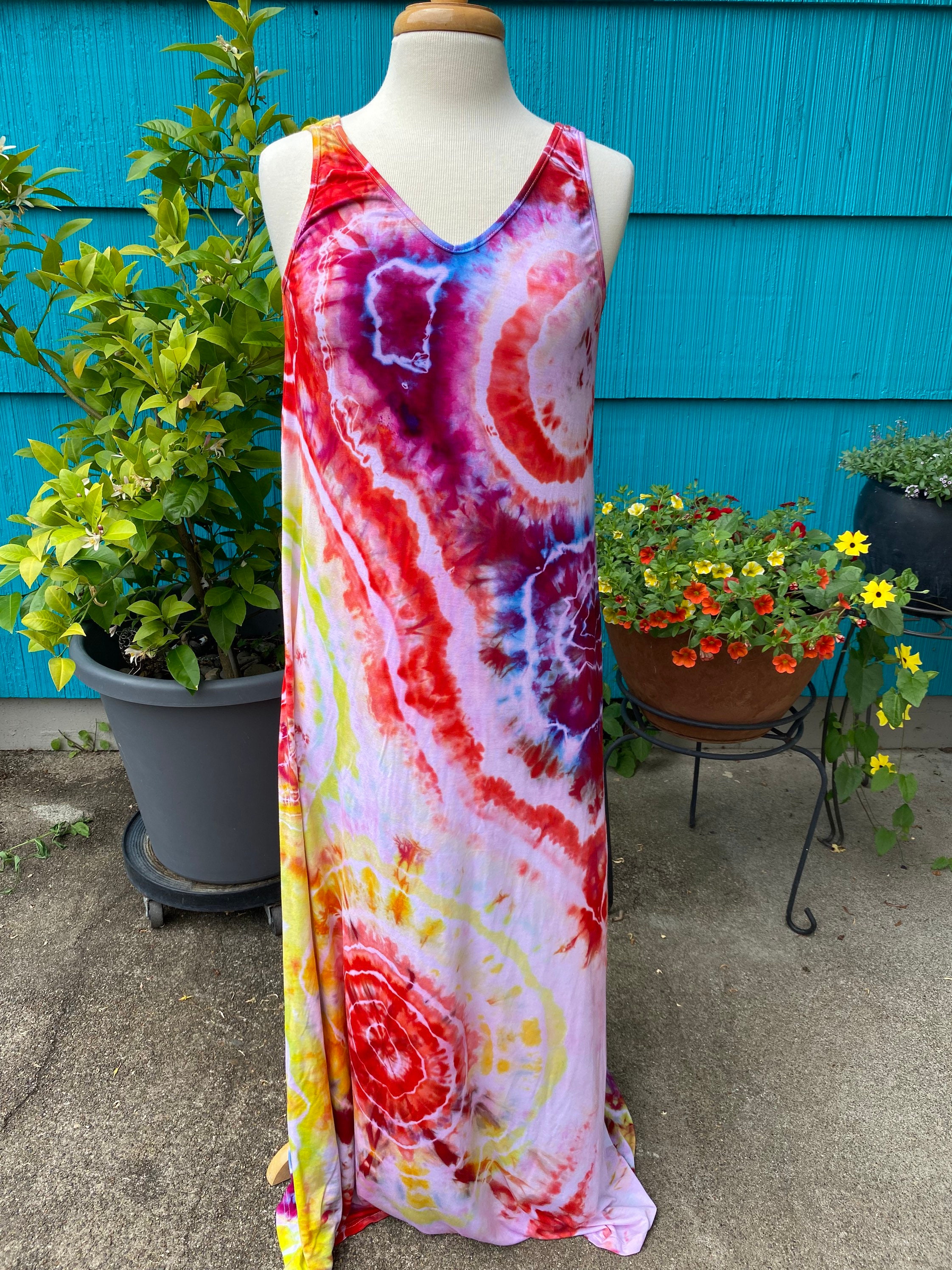 Boho Tie Dye Maxi Dress Summer Dress Tie Dye Dress Cotton Etsy — free download