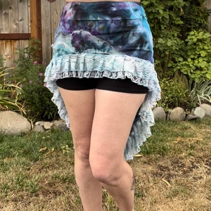 Tie Dye High Low Circus Skirt with Lace Hem