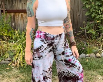 Tie Dye Lounge Hose, Palazzo Hose, Hose mit hoher Taille, Hose mit weitem Bein, Tie Dye Hose