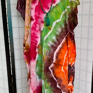Boho Tie Dye Dress, Caftan Dress, One Size, Festival Tie Dye Dress, Tie Dye Maxi Dress, Lounge Dress
