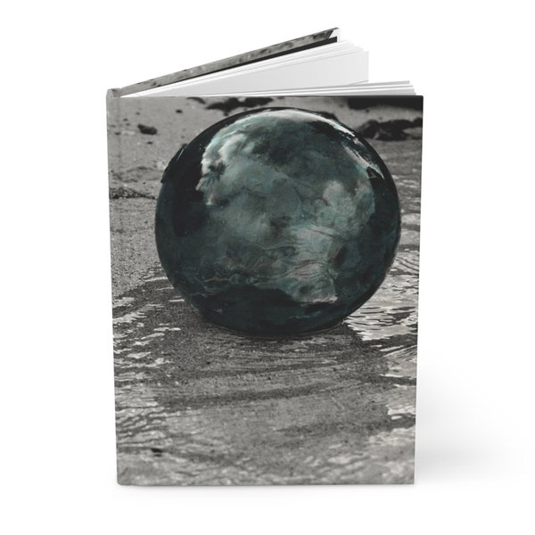 Japanese Glass Fishing Floats, Glass Balls, A Hand Tinted Black & White Photograph Design on a Hardcover Journal, Matte