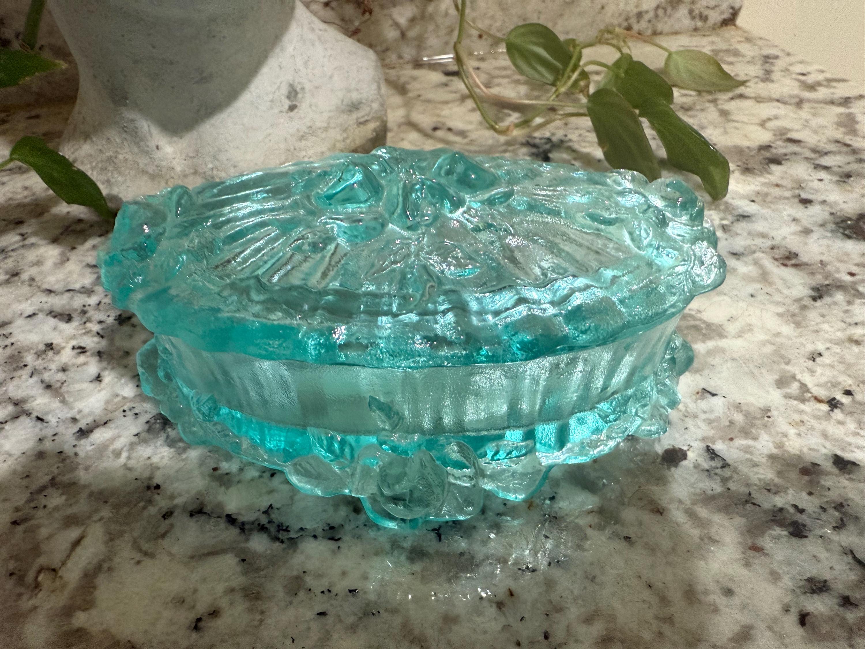 Fenton Blue Trinket Box - Etsy