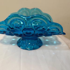 L.E. Smith Moons and Stars Blue Glass Banana boat dish