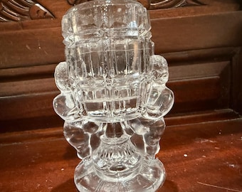 McKee Antique Clear Glass Peek A Boo Cherub Toothpick holders