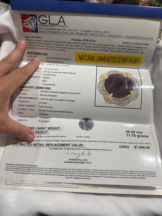Orianne  27 carat Unheated Star Ruby and .83 ctw.… - image 7