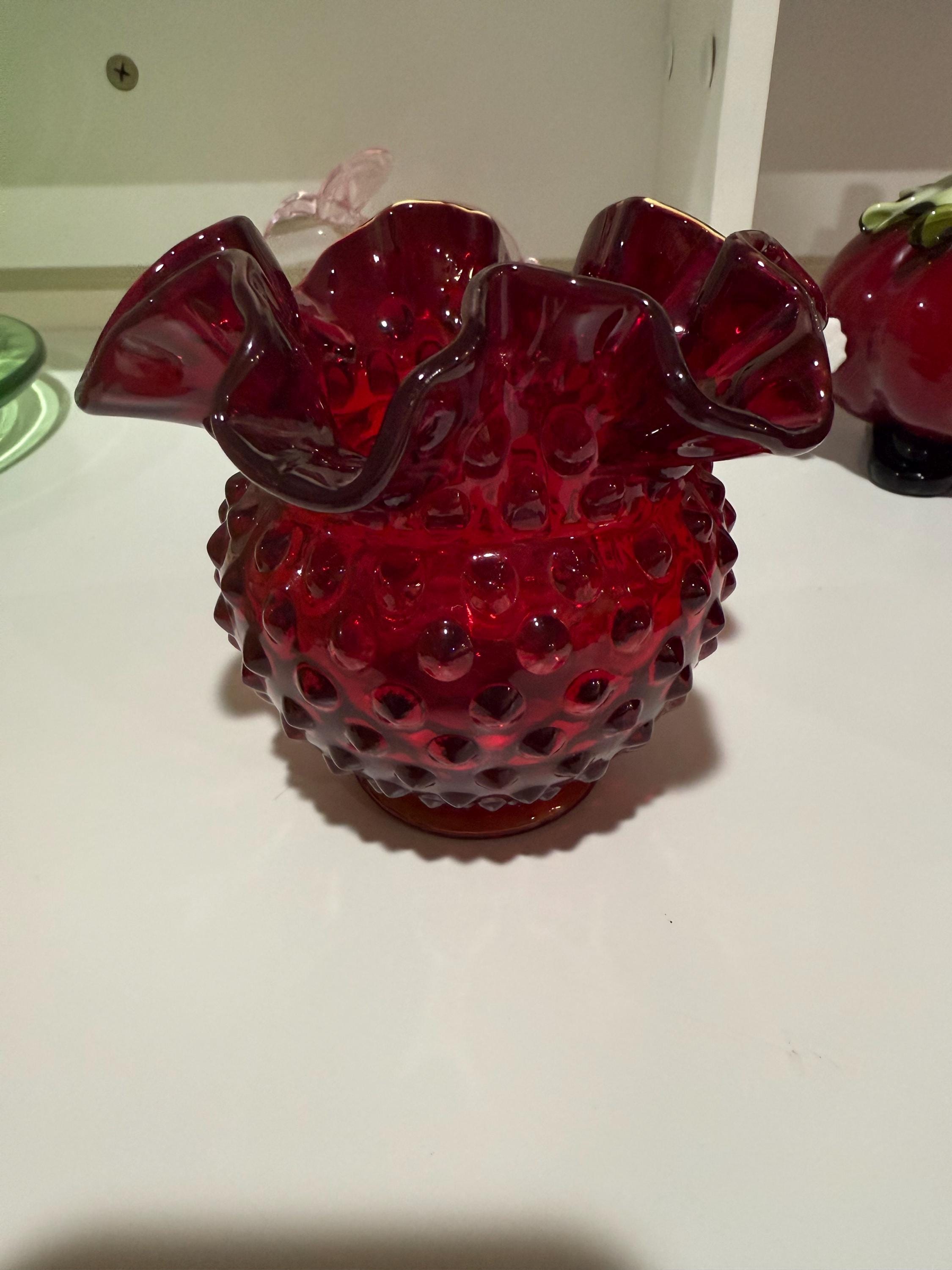 Fenton Red Hobnail - Etsy